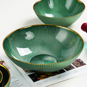 Ensemble de vaisselle en verre rond vert gris blanc <span class=keywords><strong>or</strong></span>, bol en verre de 13 pouces, assiettes à salade, assiettes à <span class=keywords><strong>dessert</strong></span>, assiettes de présentation - Product Image 3
