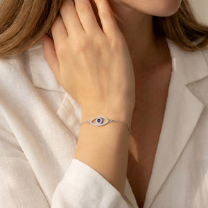 Pulsera Ajustable con Dijes de Moda, Estilo Retro con Ojo Azul y Circonita, para Europa y América, Ideal para Regalo - Product Image 4