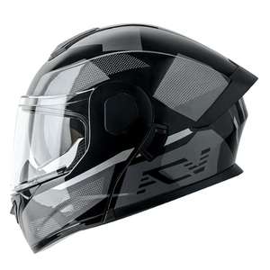 Nuovo Casco Moto Aperto Stile Gundam Nero con Certificazione <span class=keywords><strong>DOT</strong></span>, Guscio Leggero in ABS, Doppia Visiera, Utilizzo per Tutte le Stagioni - Product Image 1