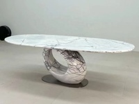 Table à manger Rochebobois personnalisée en Italie, table à manger en marbre blanc naturel, table basse ronde, table en marbre, meubles