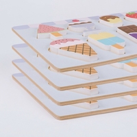 Jeu de puzzle en bois pour enfants, thème crème glacée, jeu d'association et de tri d'aliments factices, jouet éducatif de reconnaissance des formes pour l'apprentissage précoce des jeunes enfants