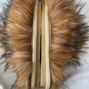 IDOIT Luxury Fur <strong>Slippers</strong> Women Round Toe Raccoon Fur Sandals Woman Shoes Women Flat Half <strong>Slippers</strong> Fur Slides - Product Image 6