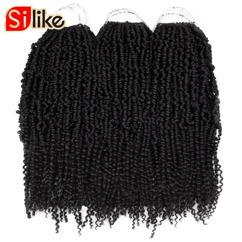 Pre looped Fluffy Spring Twists Braiding Hair Bulk Pre Twisted Passion Twist Bomb Crochet Hair Synthetic Ombre Crochet Braids