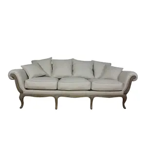 Hot Selling Latest Classical Design Carved French Solid Wooden Frame Waiting Room Sofa