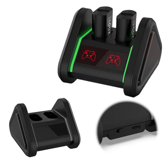 Fast Charger Station for Xbox Series X/S for Xbox One S/X Controller with 2x1200mAh Rechargeable Batteries Charging Station