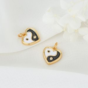 Hot Sale Fashion 14K Gold Plated Enamel Heart Shape Tai <strong>Chi</strong> <strong>Pendant</strong> for Jewelry Necklace Making accessories - Product Image 1