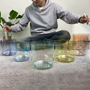 맞춤형 클리어 사운드 볼 쿼츠 디자이너 우주 빛 양자 요법 강화 차크라 컬러 크리스탈 노래 그릇 세트 - Product Image 3