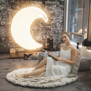 Lazy Couch Moon <b>Chair</b> Inflatable Durable Portable Foldable <b>Recliner</b> Comfortable Sofa <b>Chair</b> Stirrups Outdoor- Beach Use <b>Fabric</b> - Product Image 3
