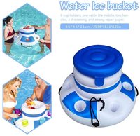 Seau à glace gonflable flottant, 6 porte-gobelets, refroidisseur de bière, avec couvercle, pour pique-nique d'été