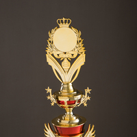 Trofeos de Plástico ABS de Alta Calidad, Trofeo de Cuatro Pilares Plateados, Base Plateada Negra, Impresión UV, Logotipo Personalizado, Múltiples Tamaños