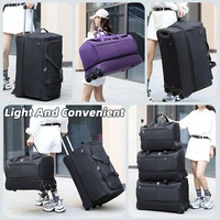 Sac à dos de voyage sport pliable OEM/ODM 3 tailles avec poignée télescopique réglable, roues silencieuses durables et fermeture éclair fluide