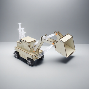 2025 New DIY thủy lực máy xúc bằng gỗ xe nâng Mô hình đồ chơi thí nghiệm khoa học vật liệu Bộ dụng cụ - Product Image 1