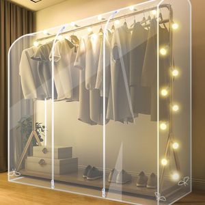 New type of floor-standing dustproof and moisture-proof transparent <b>clothes</b> hanger cover for dormitories - Product Image 2