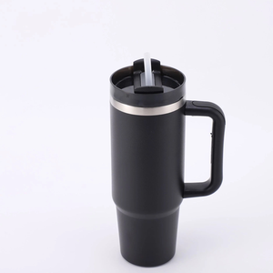 Disponibile negli Stati Uniti: Bottiglia d'Acqua H2.0 Nera Senza BPA da 40 Oz, Tazza da Viaggio con Rivestimento in Polvere, Bicchiere da Auto da 40 Oz con Manico - Product Image 2
