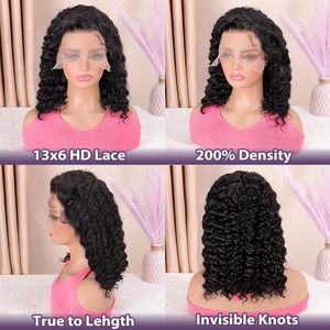 Perruques Jerry Curls Full Frontal 13x6 en dentelle HD, 100% cheveux humains, pré-épilées, sans colle, courtes, bouclées, ondulées, style bob pour femmes noires - Product Image 3
