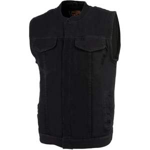 2025 cuero MDM3000 chaleco 'brute' para hombre oculto Snap negro Denim Club estilo con cremallera oculta - Product Image 5