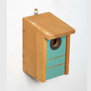 Più nuovo Design uccello nido Box per pappagallo in legno uccello casa scatola alimentatore con vernice verde gabbia per uccelli in legno