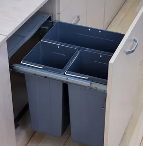 Cubos divididos de plástico reciclable, contenedores extraíbles para residuos de cocina con contenedor múltiple