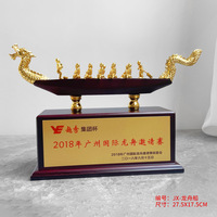 Statue de dragon en métal de luxe de haute qualité 2025, forme de bateau de dragon, base en bois artificiel, artisanat de dragon porte-bonheur, décoration intérieure