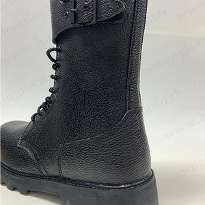 CMH, bottes de ranger français en cuir gaufré extra-haut bottes de combat à semelle en caoutchouc Goodyear anti-humide avec double boucles HSM266 - Product Image 6