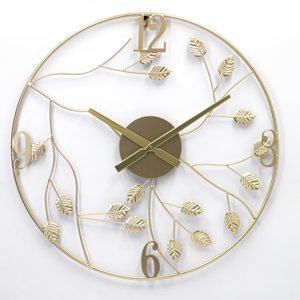 X-Large Golden leaf Metal Decorative <strong>Rusty</strong> Wall <strong>Clock</strong> Silent Decor for Living Room Bedroom Kitchen Patio Decor 24 Inch - Product Image 1
