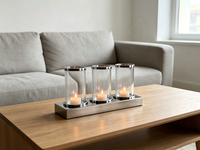 Porte-bougie Hurricane, élégant chandelier à tige haute, bougie pilier en option, taille et finition personnalisables pour table de mariage et décoration intérieure