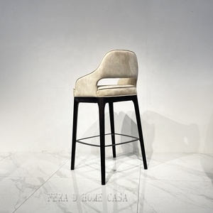 Chaise de bar moderne <span class=keywords><strong>en</strong></span> tissu velours, vente <span class=keywords><strong>en</strong></span> gros, <span class=keywords><strong>tabouret</strong></span> de bar nordique <span class=keywords><strong>en</strong></span> <span class=keywords><strong>bois</strong></span> massif ASH - Product Image 4