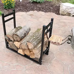33 Inch Heavy Duty Inner Door Firewood Log Storage Rack With With Kindling Holder