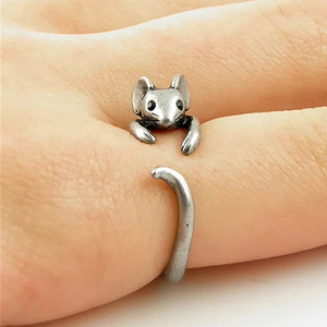 Huitan S925 Đồ Trang Sức Thời Trang Nhẫn Cho Phong Cách Cổ Điển Chuột Động Vật Hình Thiết Kế 925 Sterling Silver Nhẫn Bạc Mở Đồ Trang Sức Phụ Nữ - Product Image 4