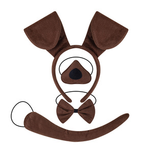 Disfraz de Dálmata para Halloween, Accesorios de Disfraz, Orejas de Perro, Diadema, Nariz, Lazo y Cola, 4 Piezas - Product Image 1