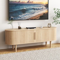 Meuble TV de Salon avec Portes Coulissantes, Console Multimédia en Bois