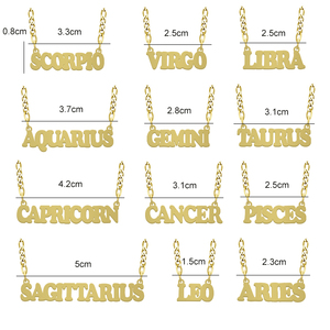 Cadena cubana <span class=keywords><strong>de</strong></span> acero inoxidable, Collar chapado en oro del zodiaco, estilo hip hop - Product Image 5