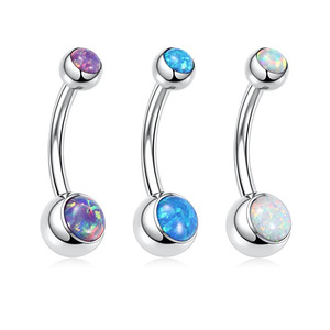 Piercing de nombril en titane opale 14 mm avec sertissage clos pour piercing de nombril - Product Image 2