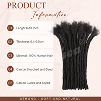 Originea Cheveux Brésiliens 6-18 pouces Vierge Remy Doux Naturels Afro Kinky Dreadlock Crochet Locs pour Tissage Résistant à la Chute