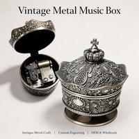 Boîte à musique moderne 18 notes, mouvement Sankyo, mécanisme à remontoir, forme cœur, dôme en métal argenté, couronne en relief, cadeau de Noël, gravure laser, OEM