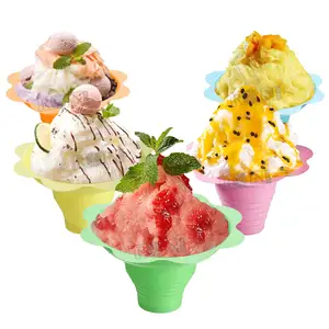 热卖食品级宠物塑料450毫升8盎司一次性彩色雪锥刨光冰淇淋花杯