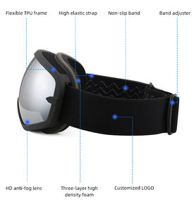 משקפי סקי סיטונאיים נגד אדים עם עדשות מראה כדוריות, משקפי סנובורד, משקפי ספורט שלג, משקפי סקי לנשים - Product Image 3