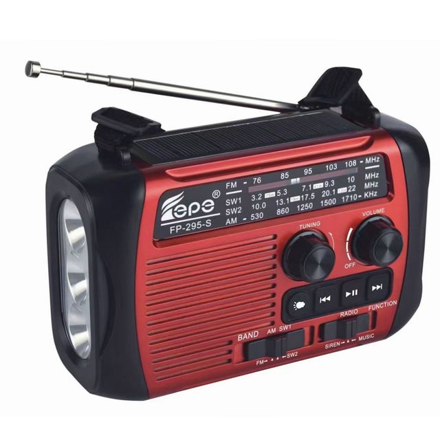 USB Rechargeable FM AM SW Solar Radio with Emergency Hand Crank Radio Blue Teeth Radio with Torch FP-295-S