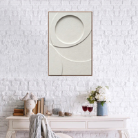 Art mural suspendu abstrait géométrique 3D texturé blanc moderne fait à la main avec cadre en plastique 40x60cm