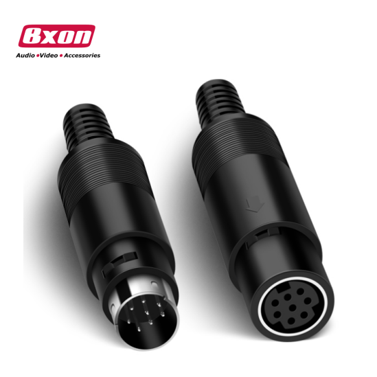 Bxon Mini din 8 pins male and female solder type socket Connectors 8 pin S-video plug