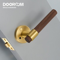 Ensemble de serrures de porte en laiton et noyer Dooroom, style moderne, pour chambre à coucher, salle de bain, double porte en bois, poignée de porte à levier, serrure factice, bouton
