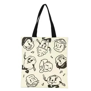 Animatie Print Schattige Sublimatie Draagtas Boedschappentas Gerecycled Katoen Canvas Make-Up Tas