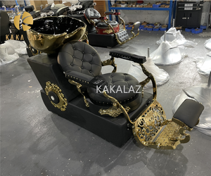 Champú cama <span class=keywords><strong>de</strong></span> cerámica dorada <span class=keywords><strong>de</strong></span> lujo en una barberí<span class=keywords><strong>a</strong></span> <span class=keywords><strong>de</strong></span> salón <span class=keywords><strong>de</strong></span> lujo - Product Image 5