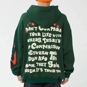 ผู้ผลิตเสื้อผ้า เสื้อฮู้ดดี้ผู้ชายแบบสั่งทำ เสื้อสเวตเชิ้ตทรงปกติ ผ้าฟลีซหนานุ่ม พิมพ์ลายนูน 3 มิติ สำหรับฤดูใบไม้ร่วงและฤดูร้อน - Product Image 2