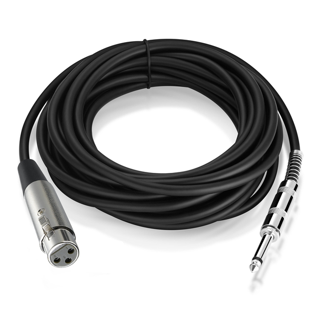 Bochara 1/4''Jack 6.35mm TS Male to XLR Female Microphone Mono Cable Foil+Braided Shielded 1.8m 3m 5m 10m