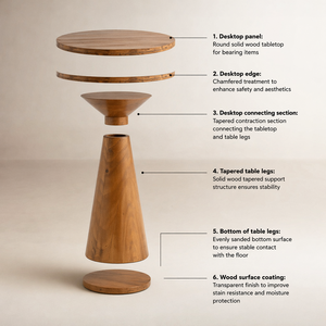 Table d'appoint ronde <span class=keywords><strong>en</strong></span> bois massif, table à piétement, table d'appoint rustique de style farmhouse pour le salon - Product Image 6