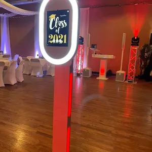 Stand photo de fête de mariage en acrylique, toile de fond ovale, tampon lumineux RGB, boîte à lumière pour événements, nouveau modèle
