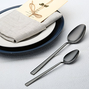 Juego de cubiertos de lujo a granel, logotipo personalizado, juego de cubiertos de acero inoxidable elegante negro para fiesta - Product Image 2