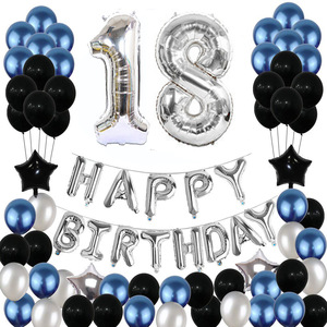 Décorations d'<span class=keywords><strong>anniversaire</strong></span> en gros pour hommes, 13e, 16e, 18e, 21e, 30e, 40e, 50e, 60e <span class=keywords><strong>anniversaire</strong></span>, ballons bleus et gris - Product Image 2