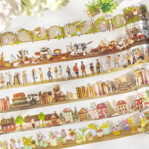 1 rouleau <span class=keywords><strong>de</strong></span> ruban adhésif en matériau PET activé par <span class=keywords><strong>l</strong></span>'eau, série Life Encounter, autocollants décoratifs pour collage, fond <span class=keywords><strong>de</strong></span> page, pour masquage - Product Image 1